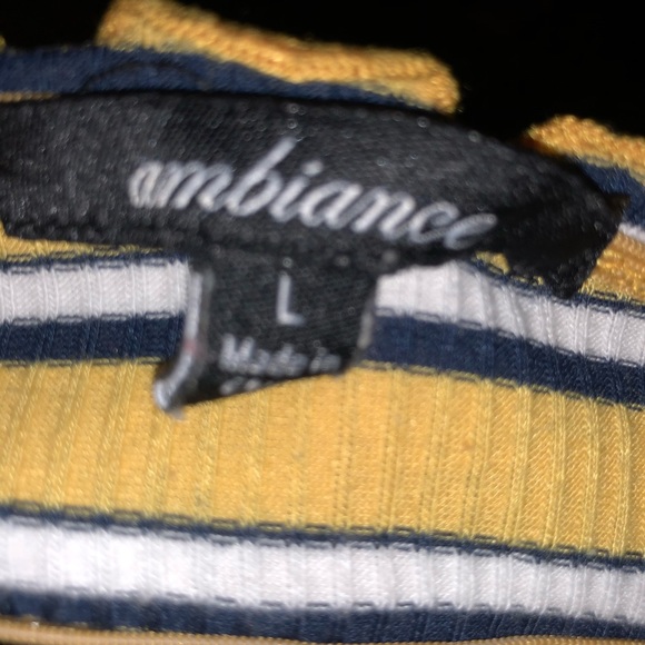 NWOT Ambiance Mustard Multi Stripe Lettuce Edge Tube Top - Picture 4 of 5